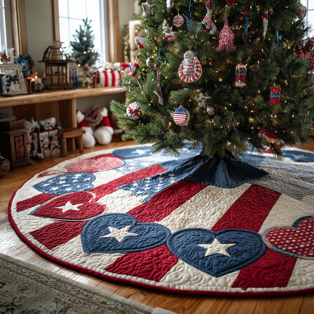 American Spirit Christmas Quilted Tree Skirt Holiday Home Decor Christmas Gifts For American