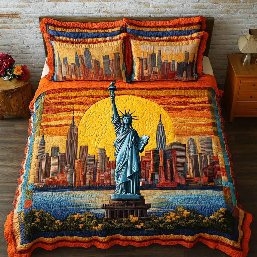 American Symbol Quilted Bedding Set Bed Room Decoration Best Patriotic Gifts