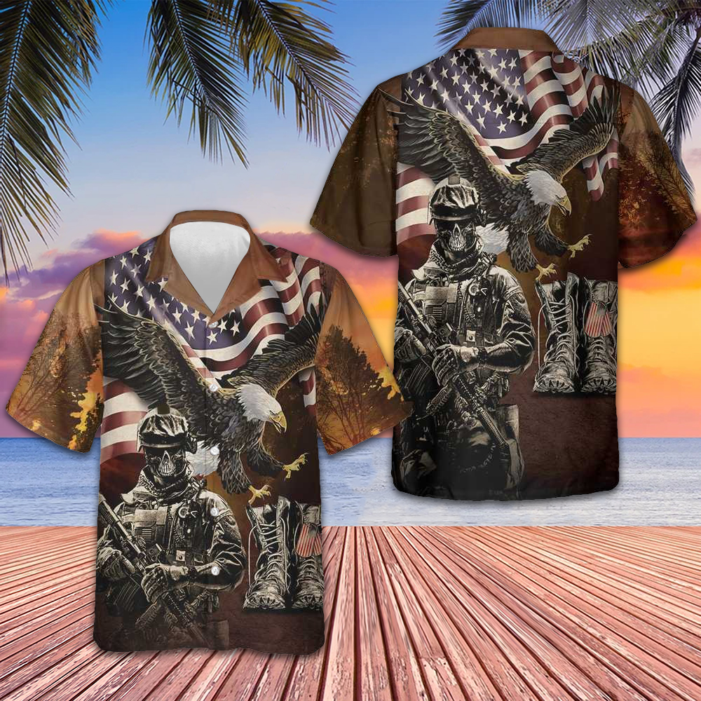 American Veteran Eagle Hawaiian Shirt Proud Veteran Shirt Gifts For Dad