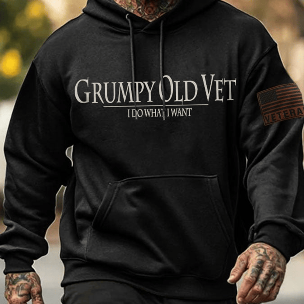 American Veteran I Do What I Want Hoodie Patriotic Clothing Gifts For Father