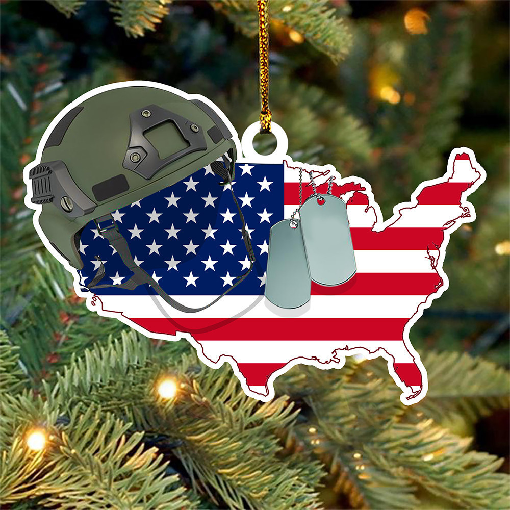 American Veteran Ornament Honoring US Military Veteran Ornament Hanging Christmas Tree