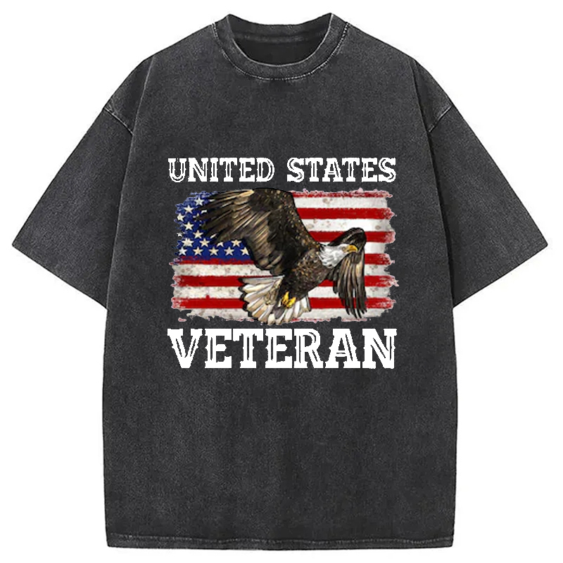 American Veteran Washed T-Shirt Unisex Streetwear Graphic Style Gifts For Him