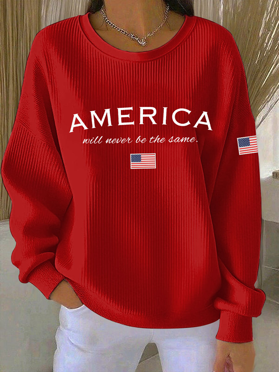 American Will Never Be The Same Printed Casual Swea T SHIRT Red Rip Charlie Kirk Merch