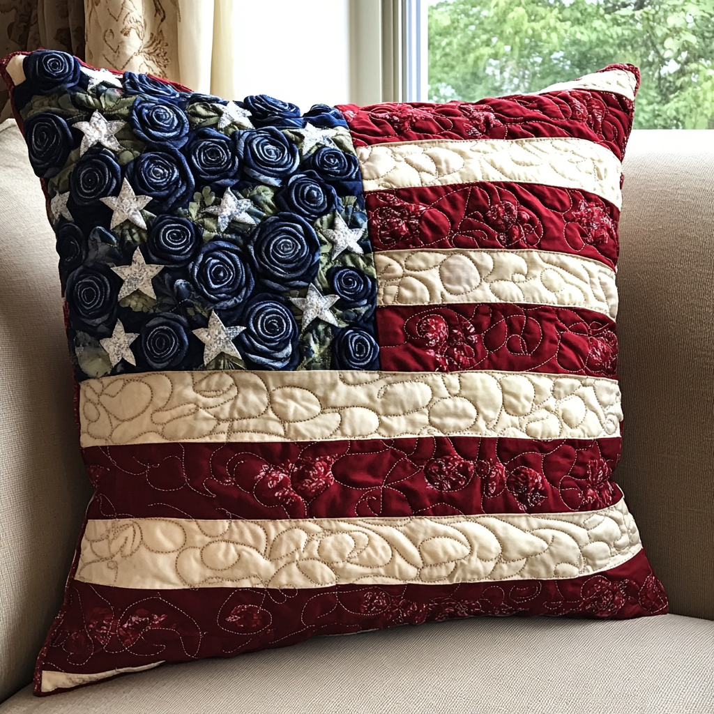 Americana Bloom Quilted Pillow Case Decorative Pillow Covers Great Family Gifts