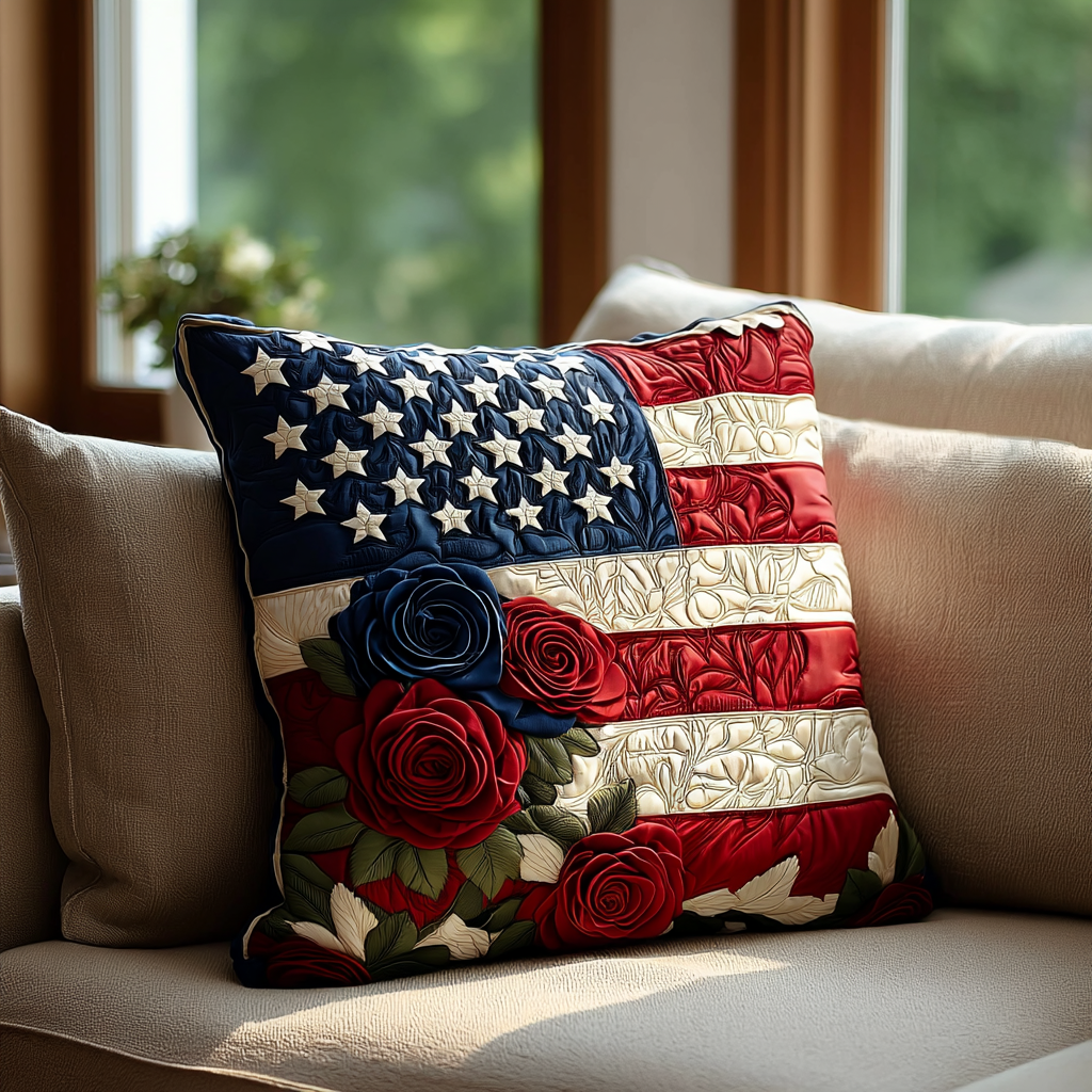 Americana Bloom Quilted Pillow Case Decorative Throw Pillow Covers Good Family Gifts