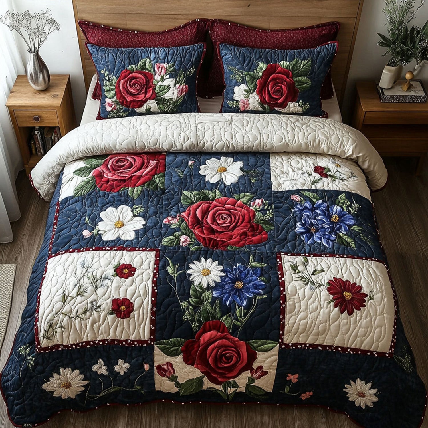 Americana Garden Quilted Bedding Set Fall Bedding Sets Unique Gifts For Family