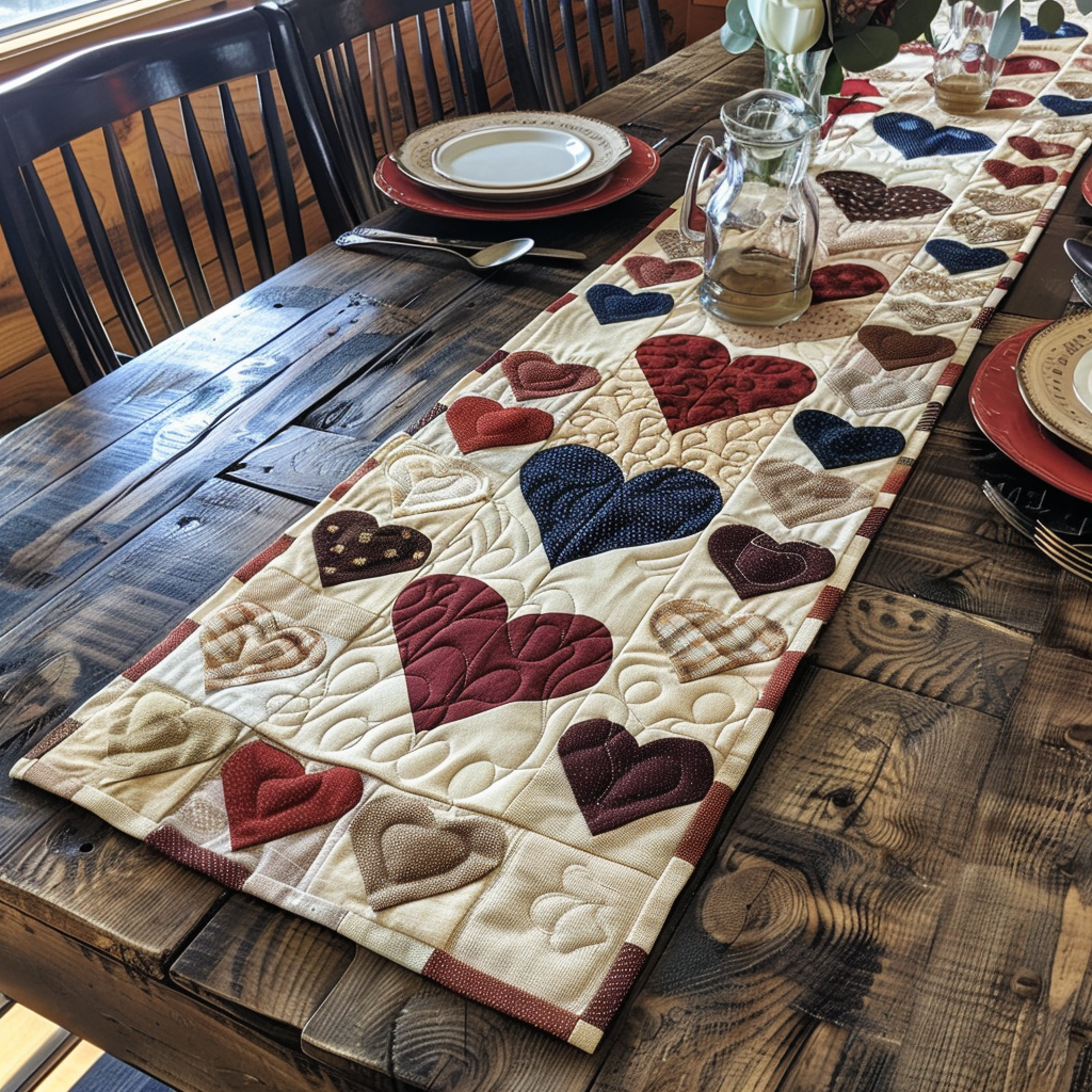 Americana Love Quilted Table Runner Holiday Table Runners Christmas Gifts For Him