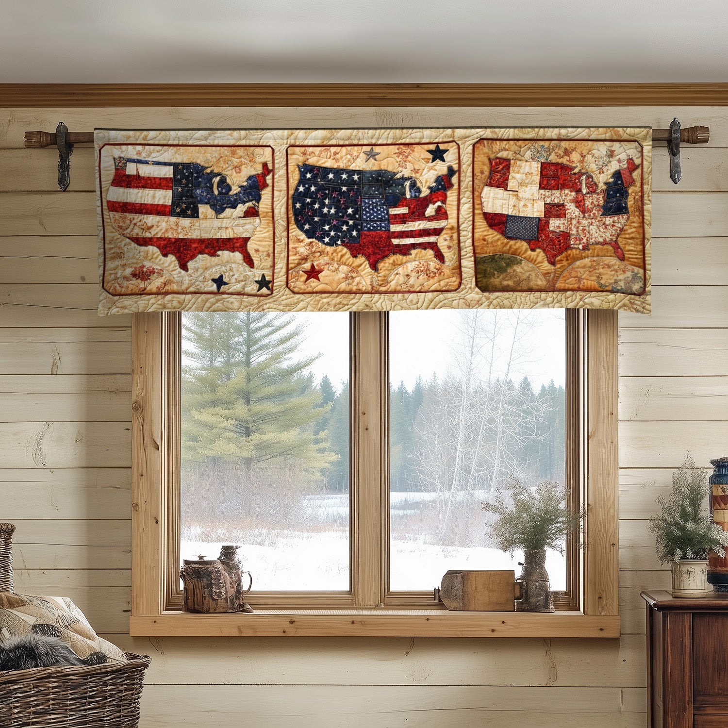 Americana Quiltmap Quilted Valance Patriotic Window Valance 50Th Birthday Gifts For Men