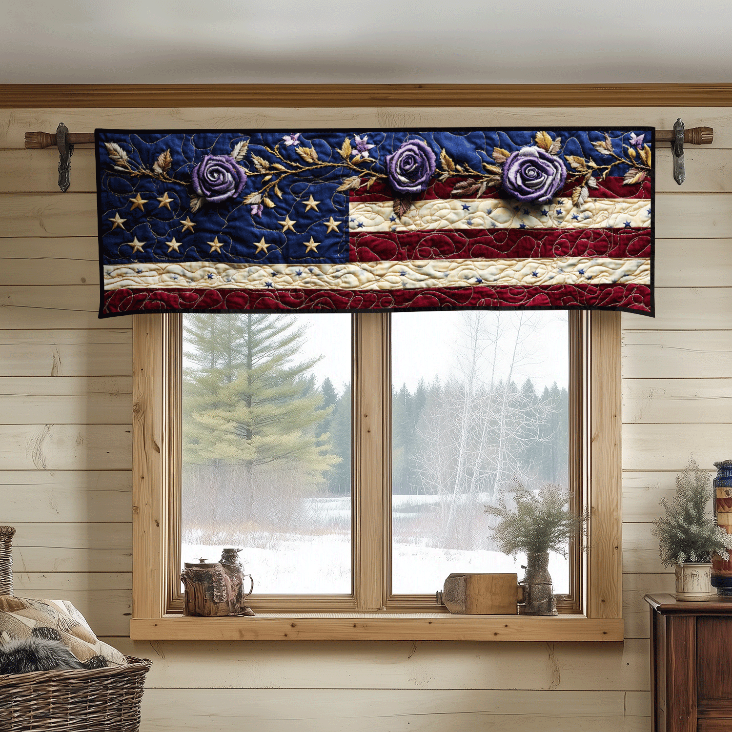 Americana Rose Elegance Quilted Valance Front Door Idea Sunflower Items For Gifts