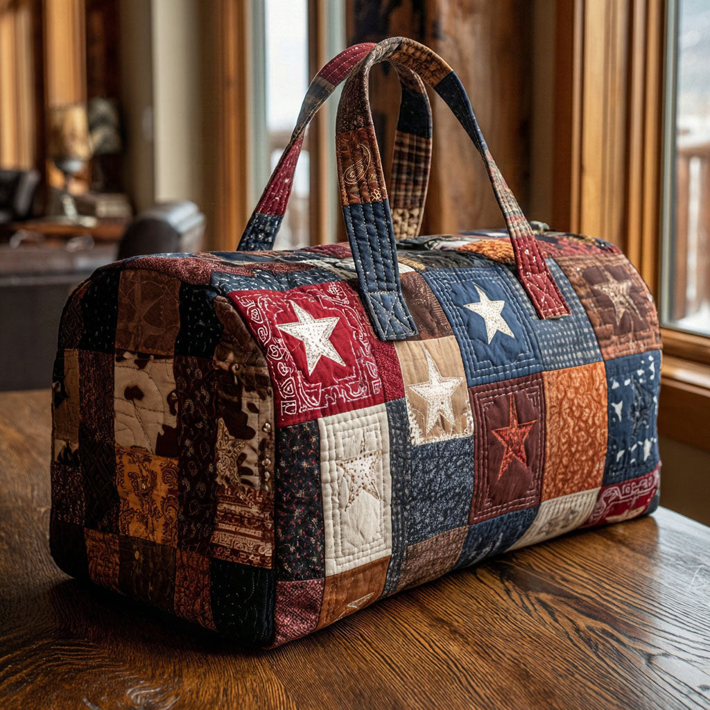 Americana Trail Quilted Duffle Bag Patriotic Western Travel Bag Best Gift For USA Lovers Camping Outdoor