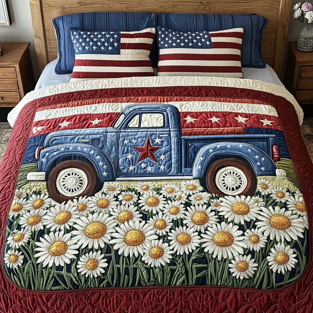 Americana Vibe Quilted Bedding Set Bedroom Decor Ideas Patriotic Themed Gifts
