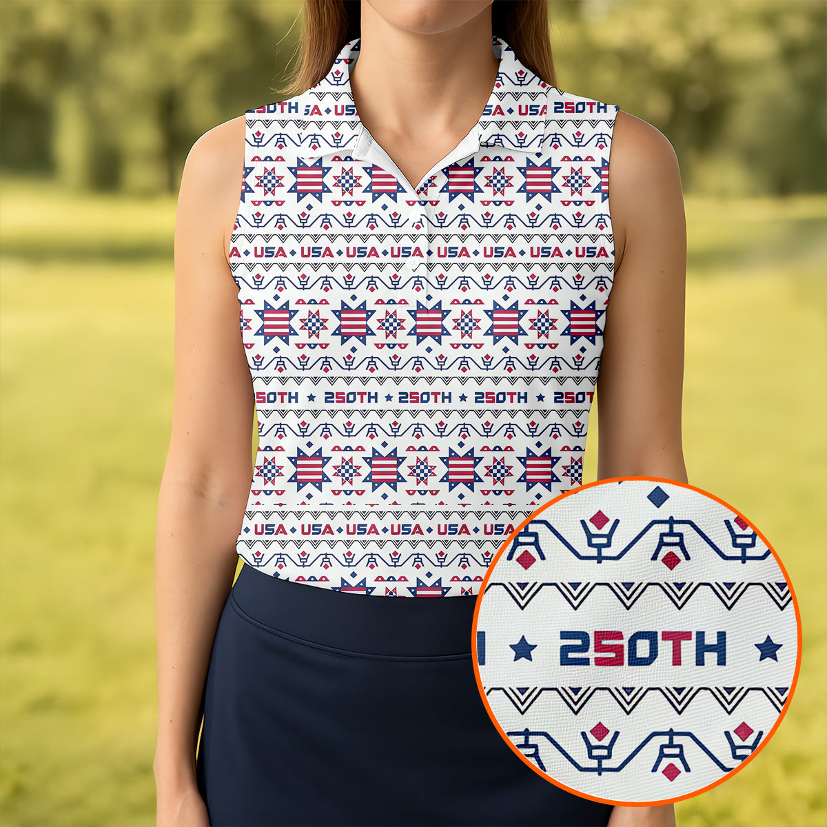 America's 250 Birthday Sleeveless Polo Shirt US Patriot Clothing Special Mother's Day Gift