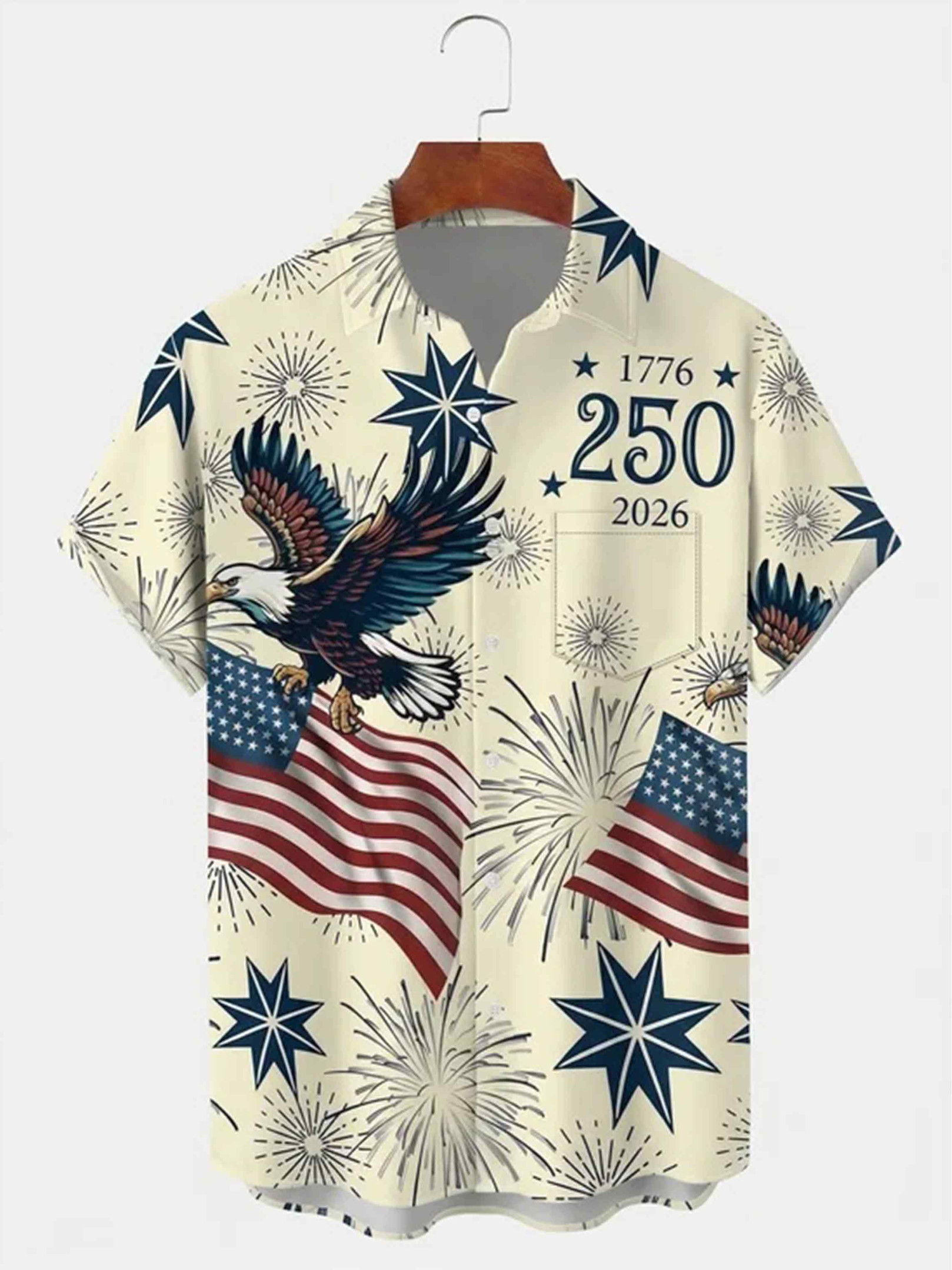 America's 250th Anniversary Button Shirt Celebration Fireworks Clothing Patriotic Gift