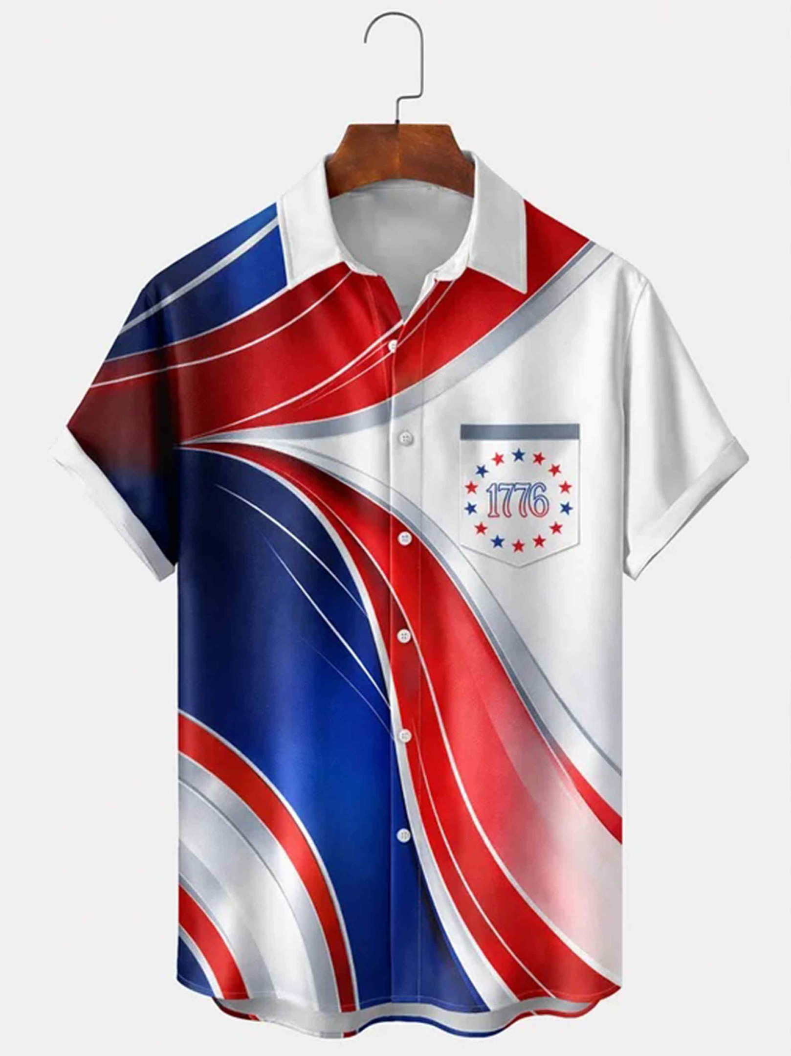 America's 250th Anniversary Button Shirt Patriotic 1776 Abstract Flag Apparel Gifts For Dad