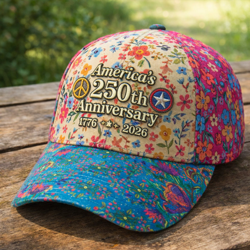America's 250Th Anniversary Hippie Themed Floral Hat America's Birthday Baseball Cap Gift For Her