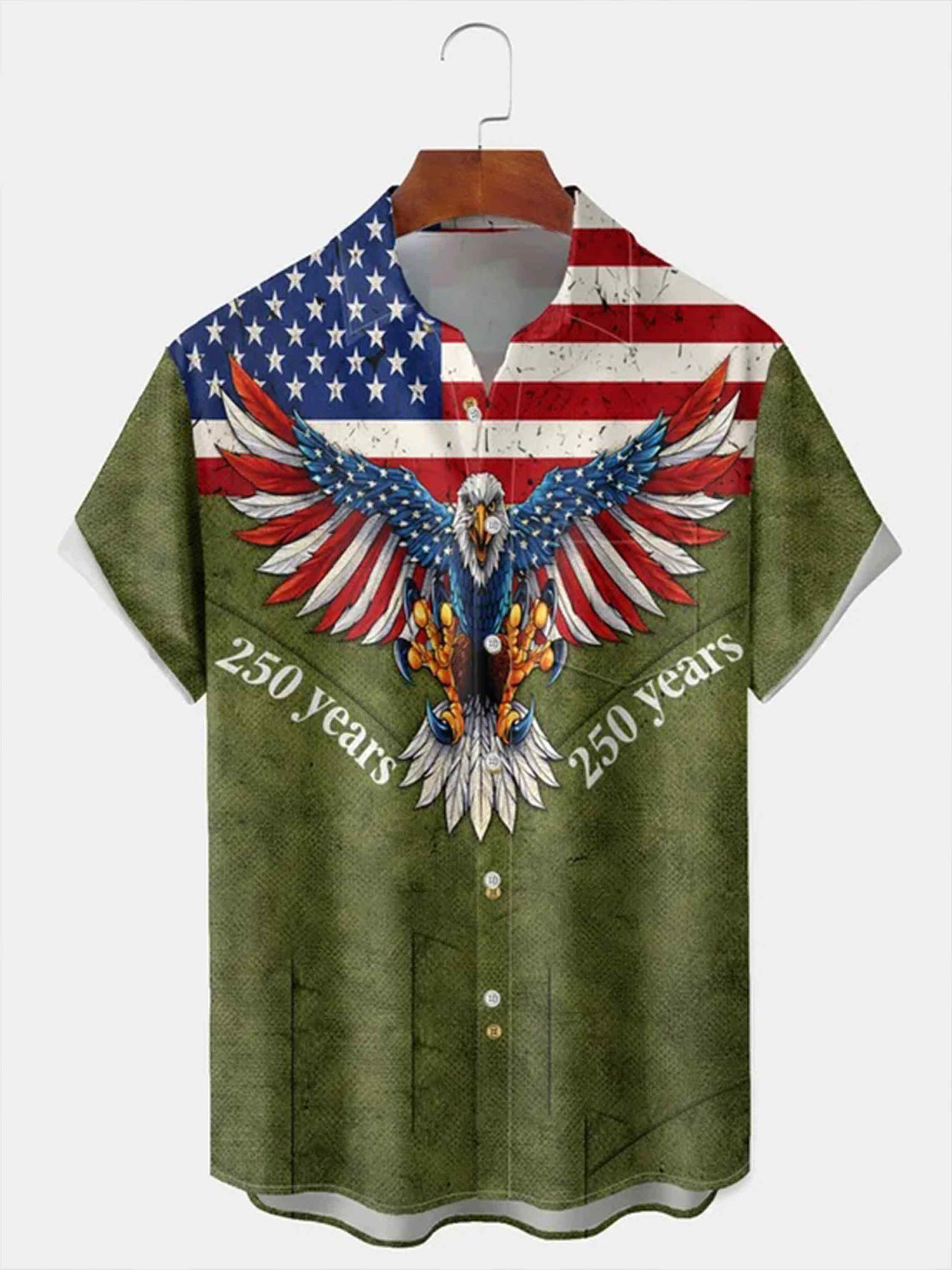America's 250th Anniversary Patriotic Eagle Button Shirt 4Th Of July Clothes Gift Ideas