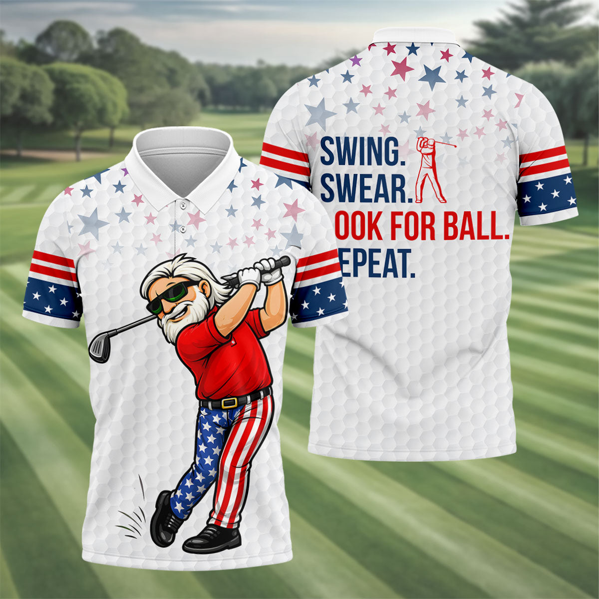 America's Birthday Swing Swear Look For Ball Repeat Polo Shirt Golf Shirt Gift For Men
