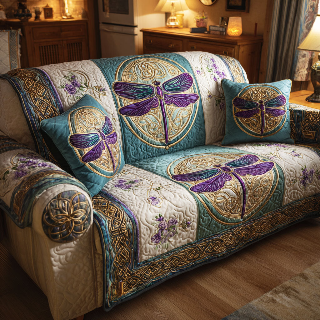 Amethyst Dream Quilted Sofa Cover Sofa Seat Covers Dragonfly Christmas Gifts