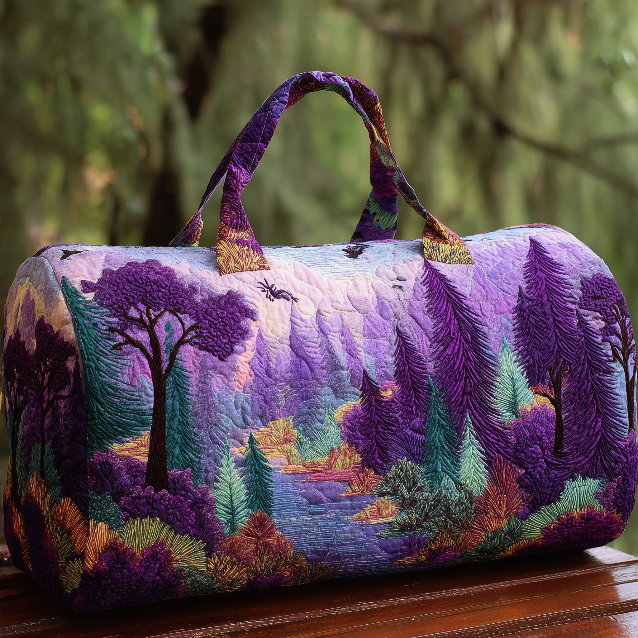 Amethyst Fantasy Quilted Duffle Bag For Office And Campus
