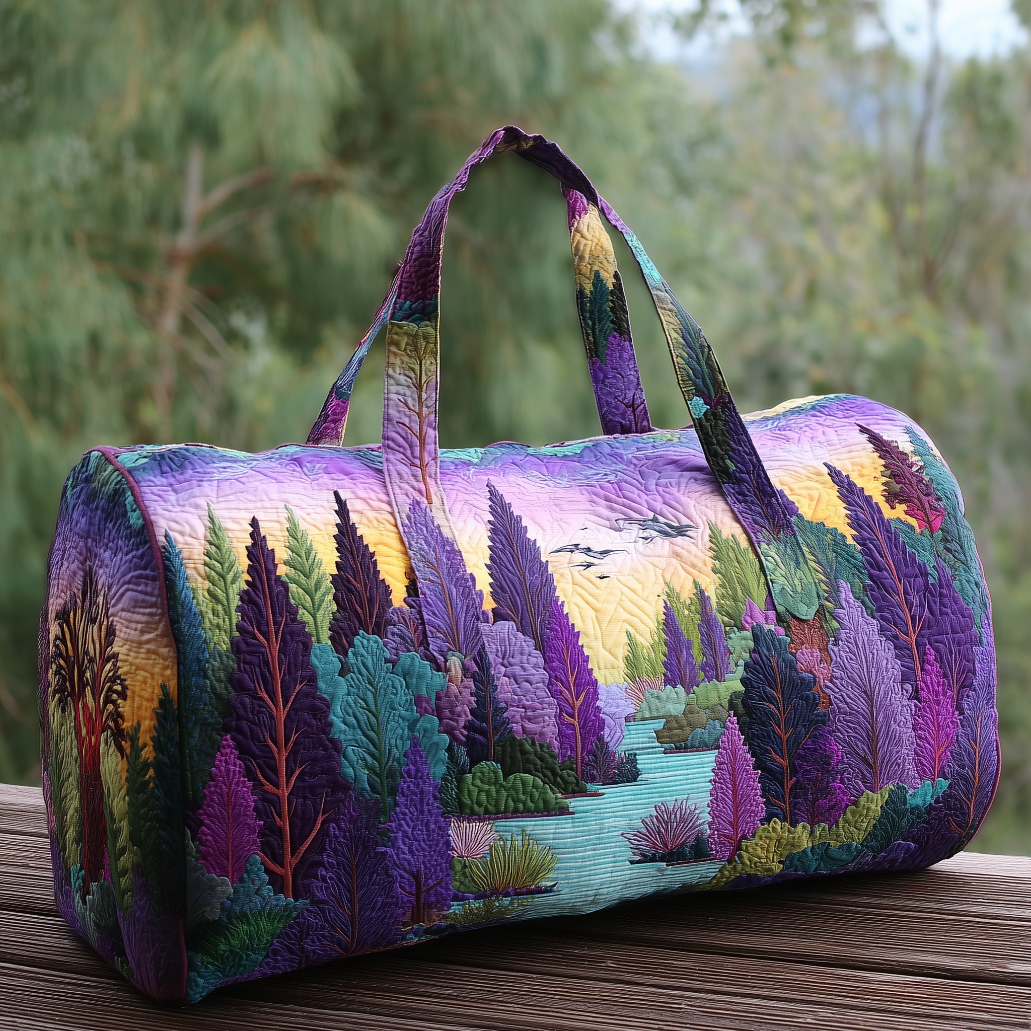 Amethyst Fantasy Quilted Duffle Bag For Outdoor Activities