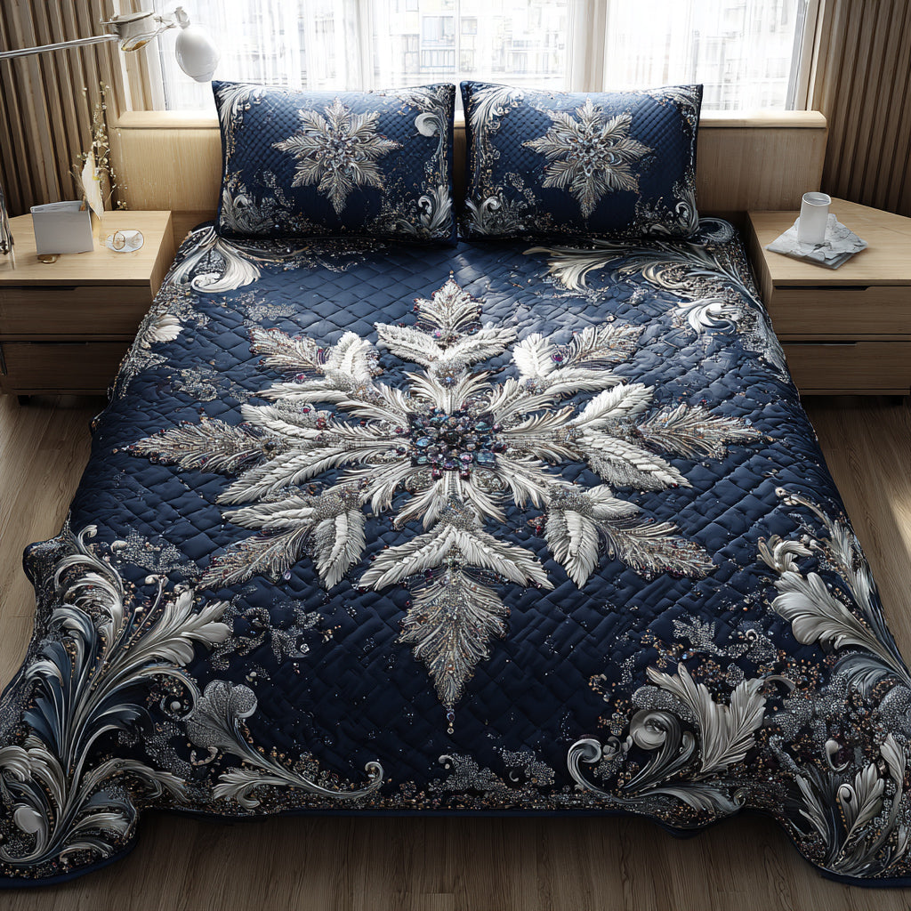 Amethyst Snowflake Vine Quilted Bedding Set Xmas Duvet Sets Christmas Presents For Mum