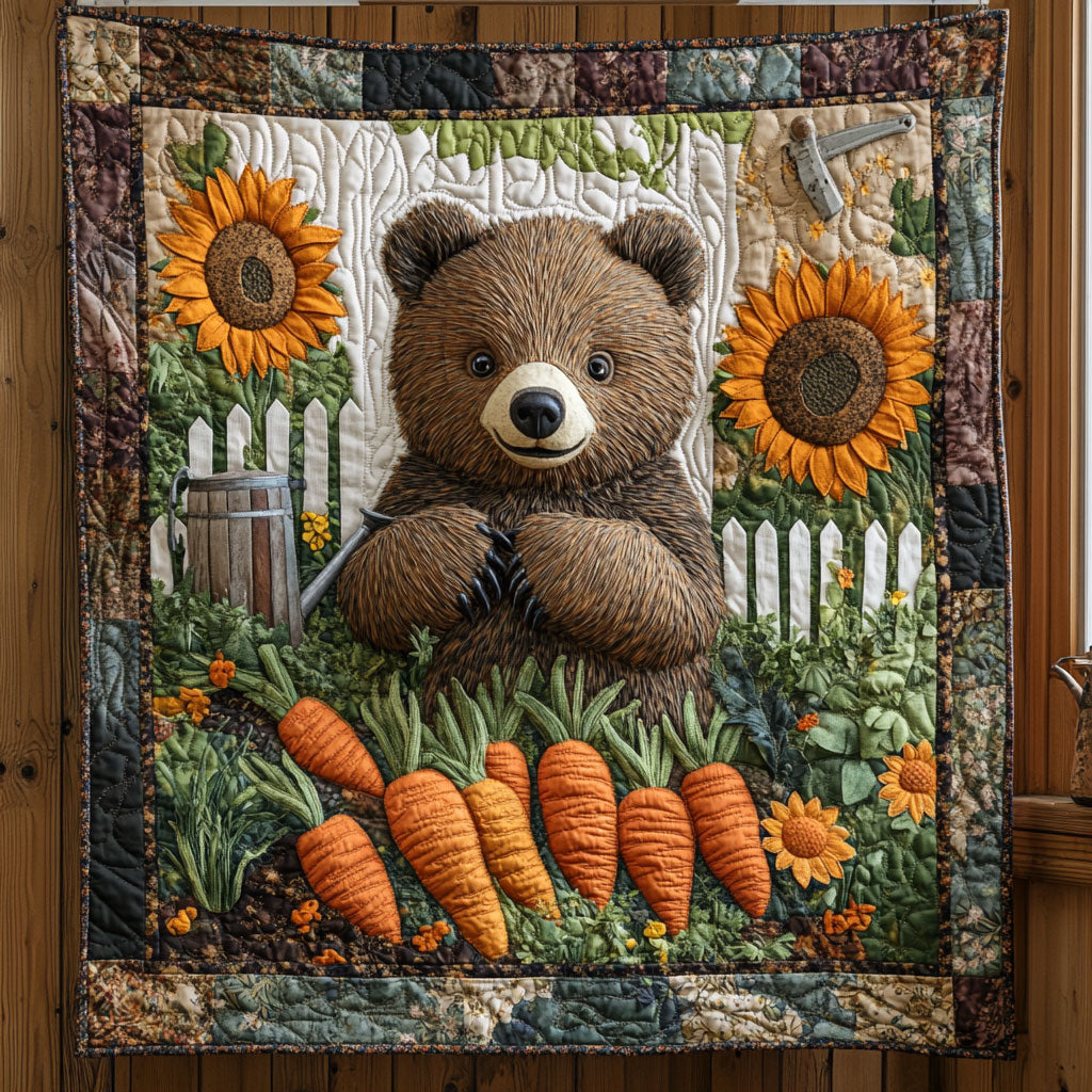 Among Carrot Garden Quilt Blanket Harvest Themed Cute Bear Themed Presents