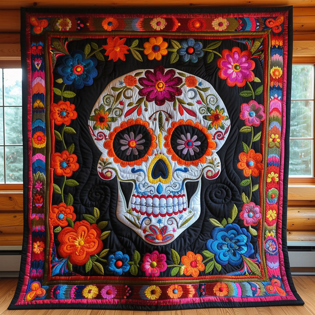 Among Flower Quilt Blanket Themed Skull Gifts For Him Her