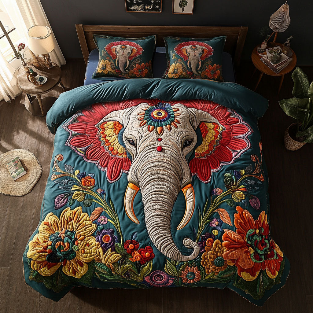 Among Flower Quilted Bedding Set Duvet Cover Bedspread  Bedroom Decor For Parents