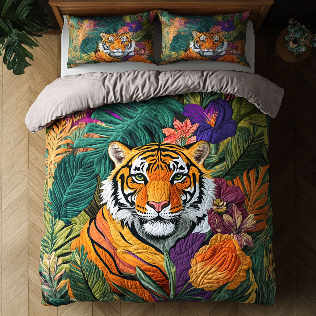 Among Jungle Leaf Quilted Bedding Set Duvet Cover Bedspread  Bedroom Decor For Parents