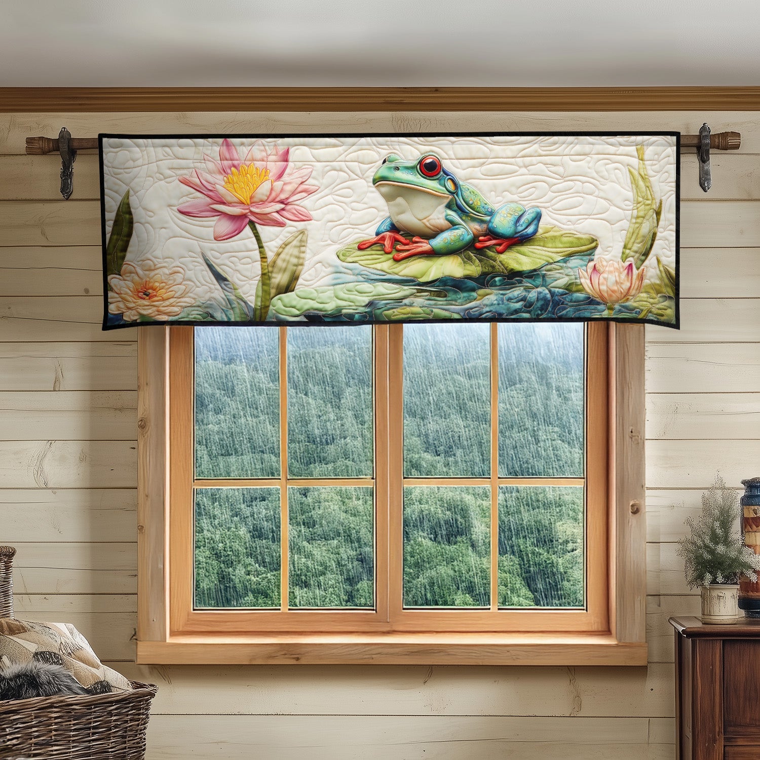 Amphibian Kingdom Quilted Valance Handmade Quilted Curtains Unique Christmas Gifts For Family