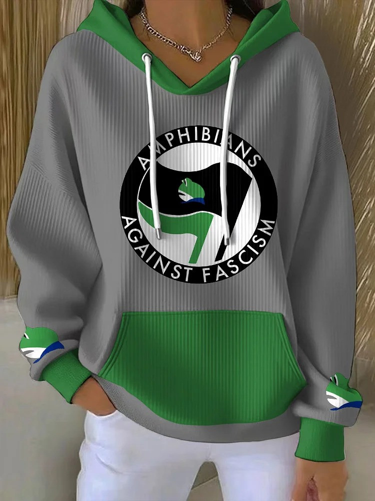 Amphibians Against Fascism Hoodie Portland Frog Resist FDT Merch Gifts For Liberal Women