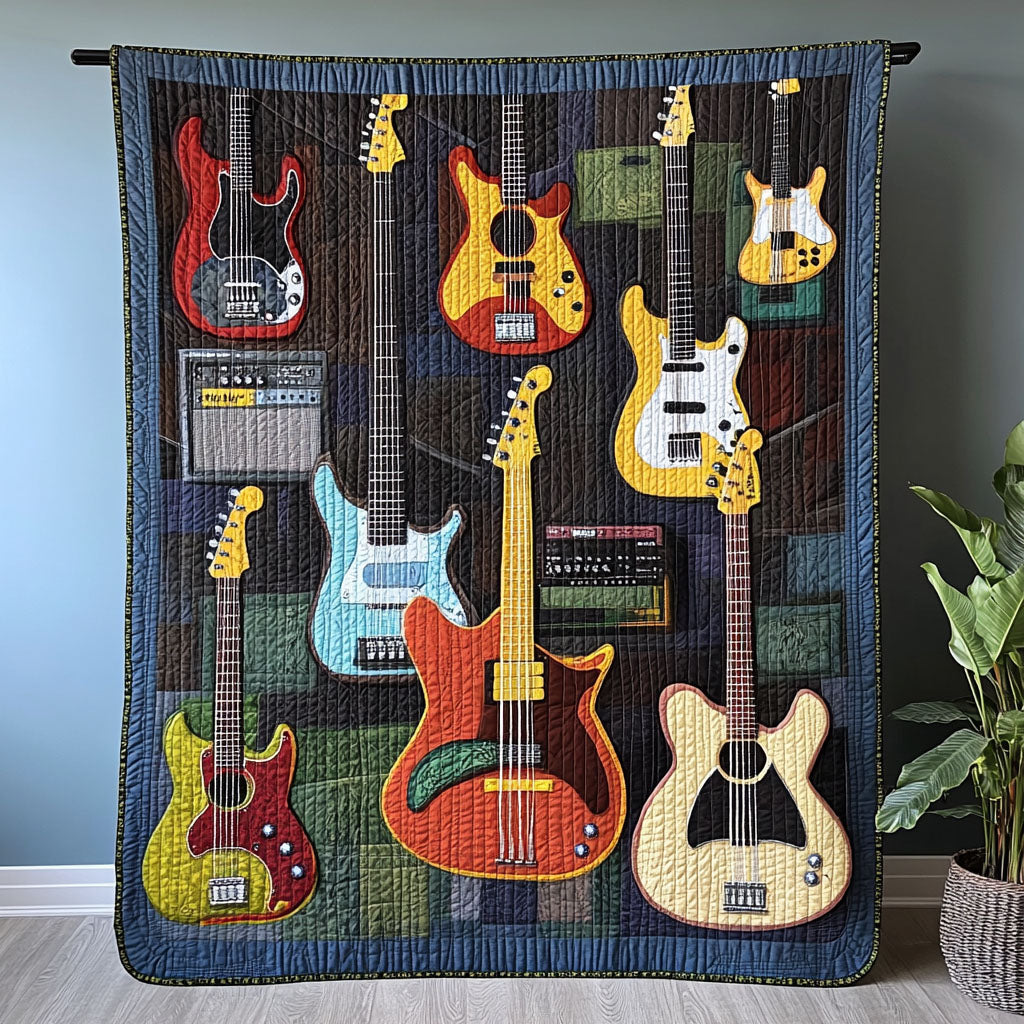 Amplified Beats Quilted Blanket Gifts For Guitar Players