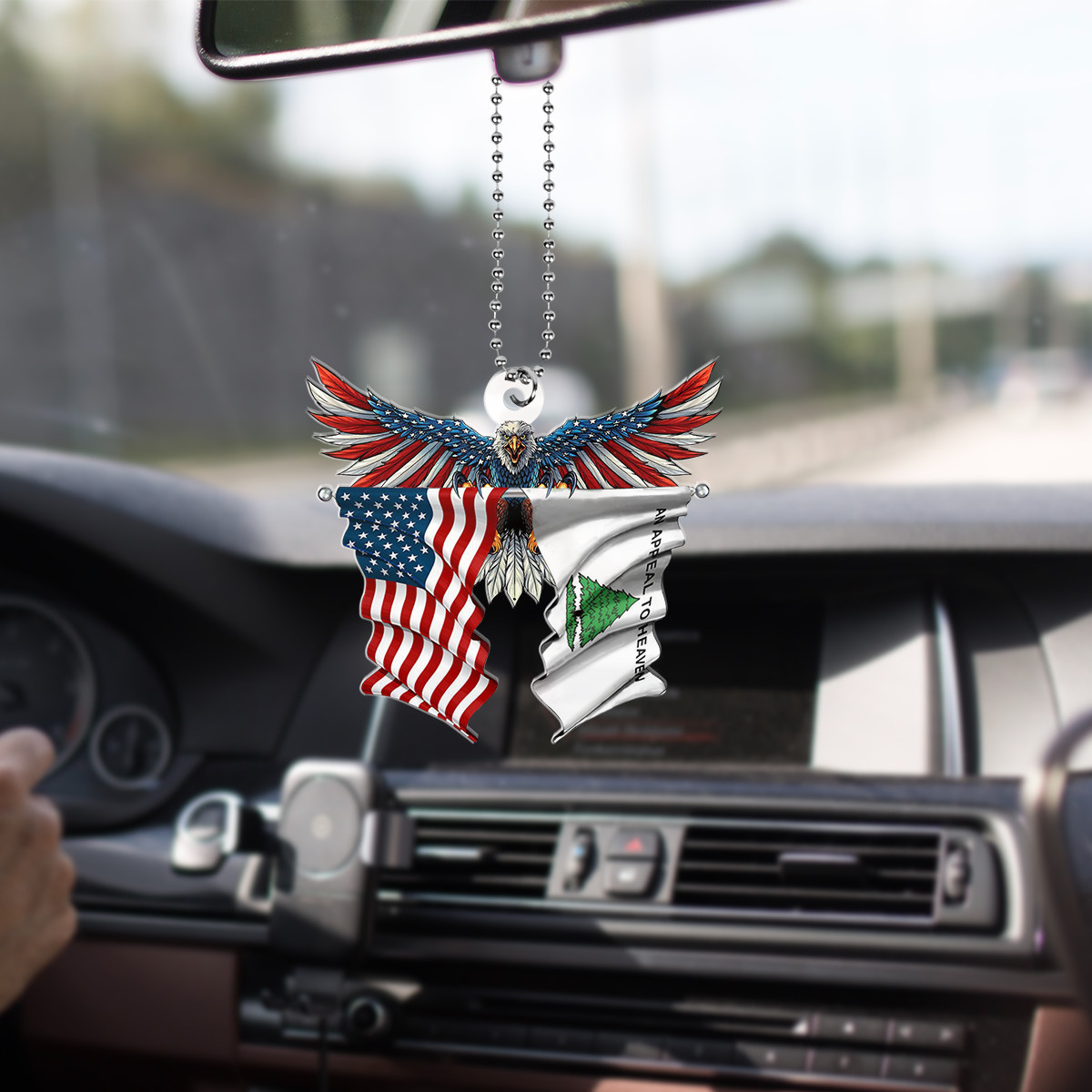 An Appeal To Heaven Flag And American Flag Eagle Car Mirror Ornament George Washington Merch