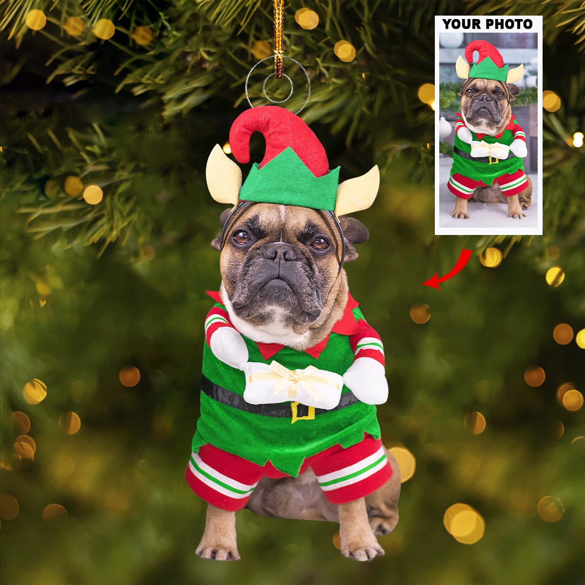 An Elf Paw Personalized Photo Mica Ornament Christmas Gift For Pet Lovers Dog Lovers