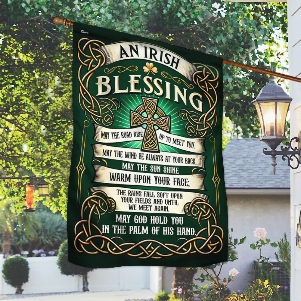 An Irish Blessing Flag Celtic Cross St. Patricks Day Irish Heritage Large House Flag Best Gift