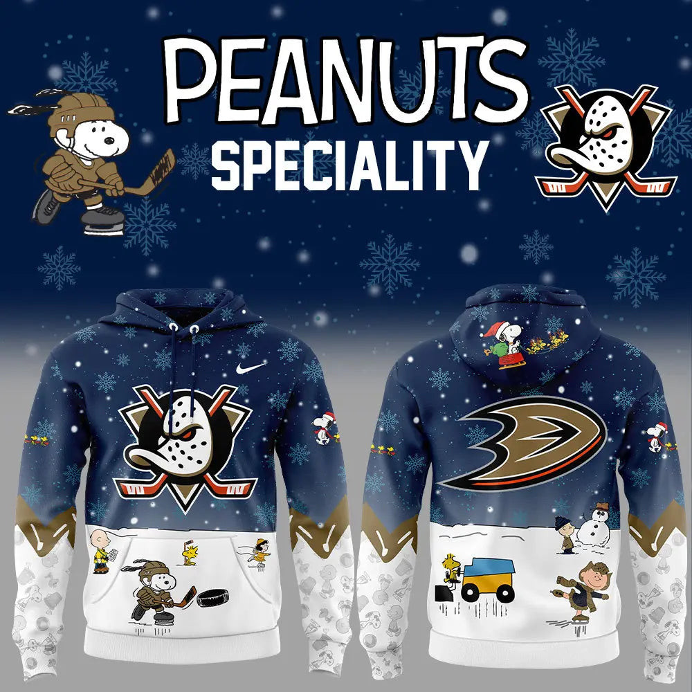 Anaheim Ducks Peanuts Hookey Hoodie Snoopy Night Hockey Hoodie Best Gifts For Football Fans