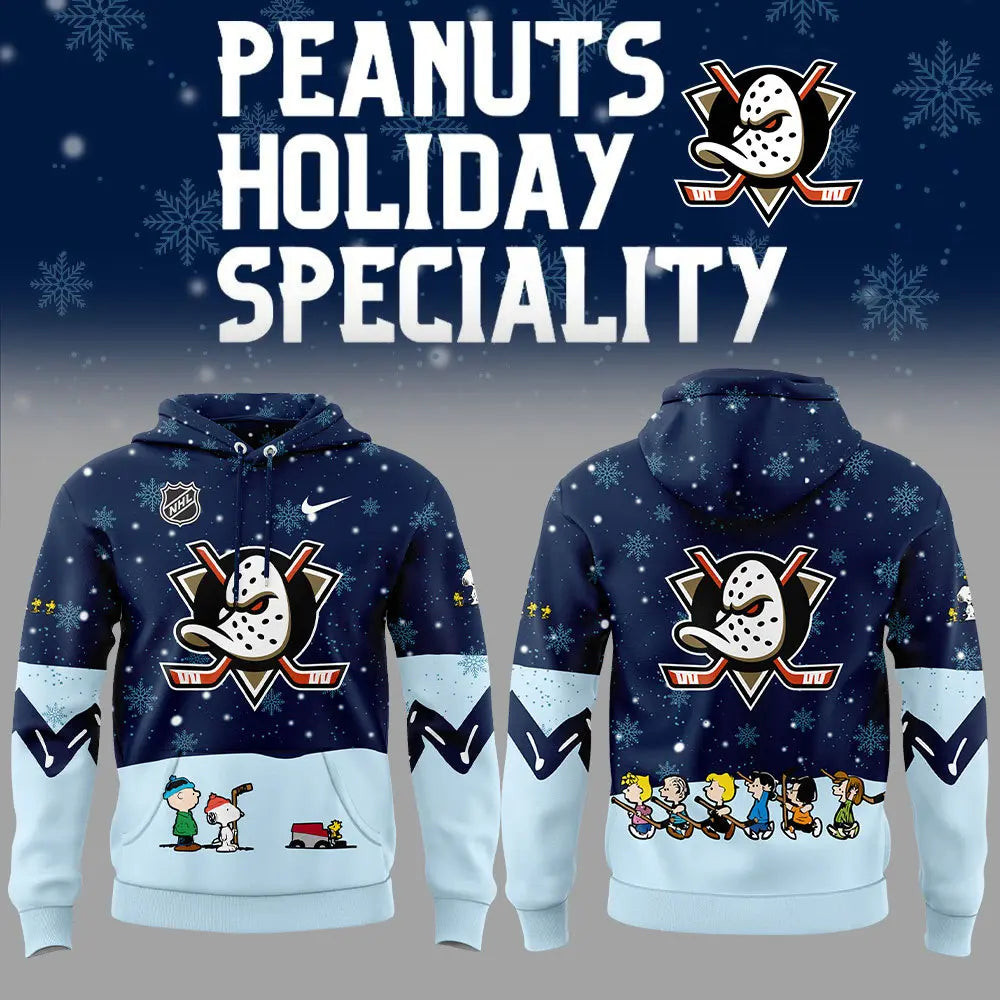 Anaheim Ducks Peanuts Hookey Hoodie Snoopy Night Hockey Hoodie Football Fan Gift Ideas