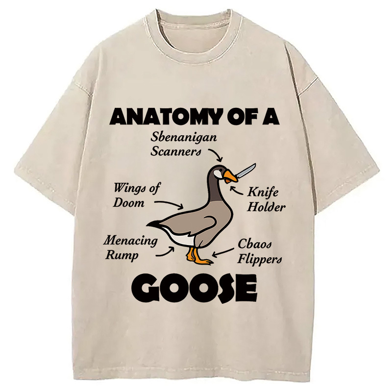 Anatomy of A Goose Washed T-Shirt Funny Graphic Gift For Friends Gifts For Sister