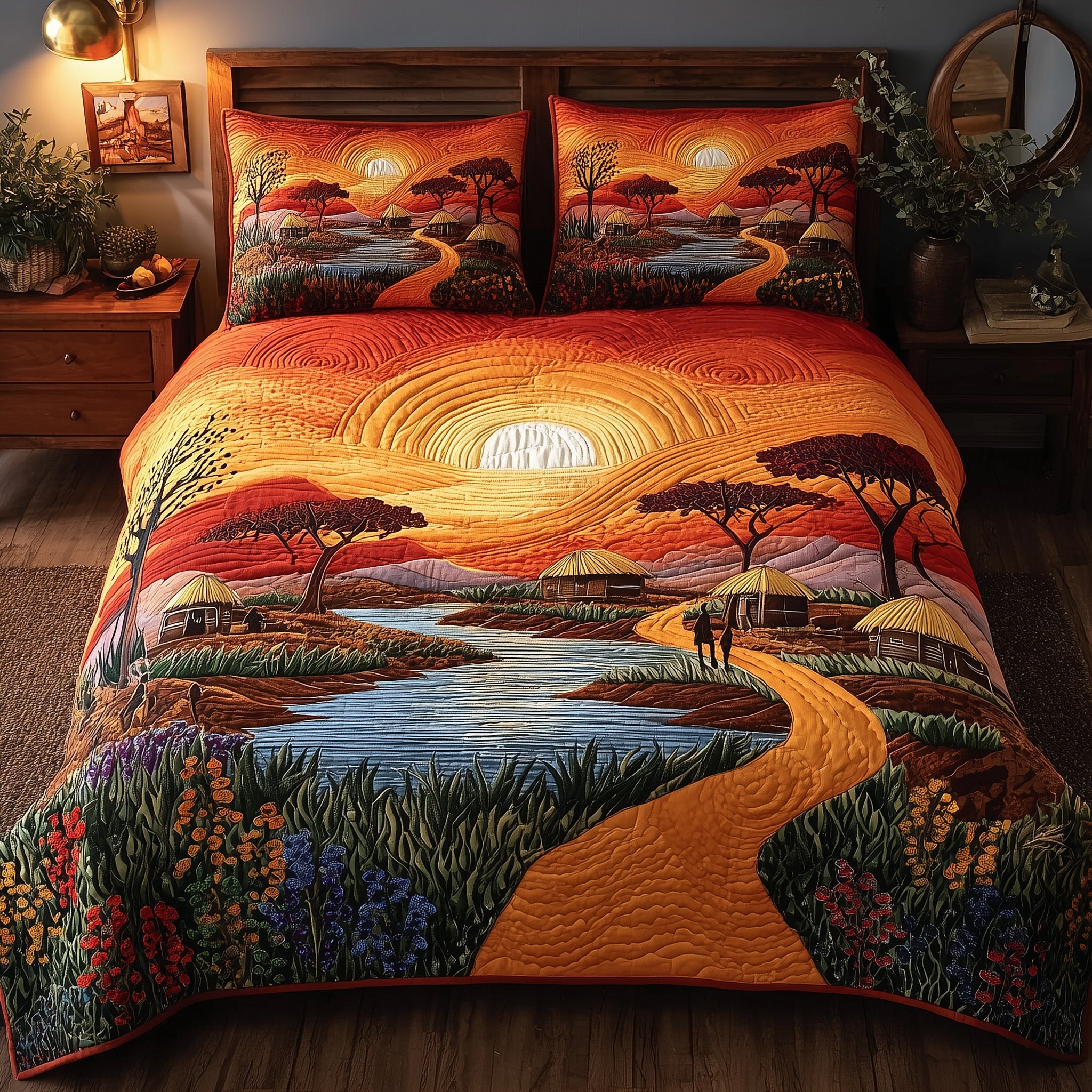 Ancestral Grounds Quilted Bedding Set Duvet Cover Bedspread Melanin African American Gifts
