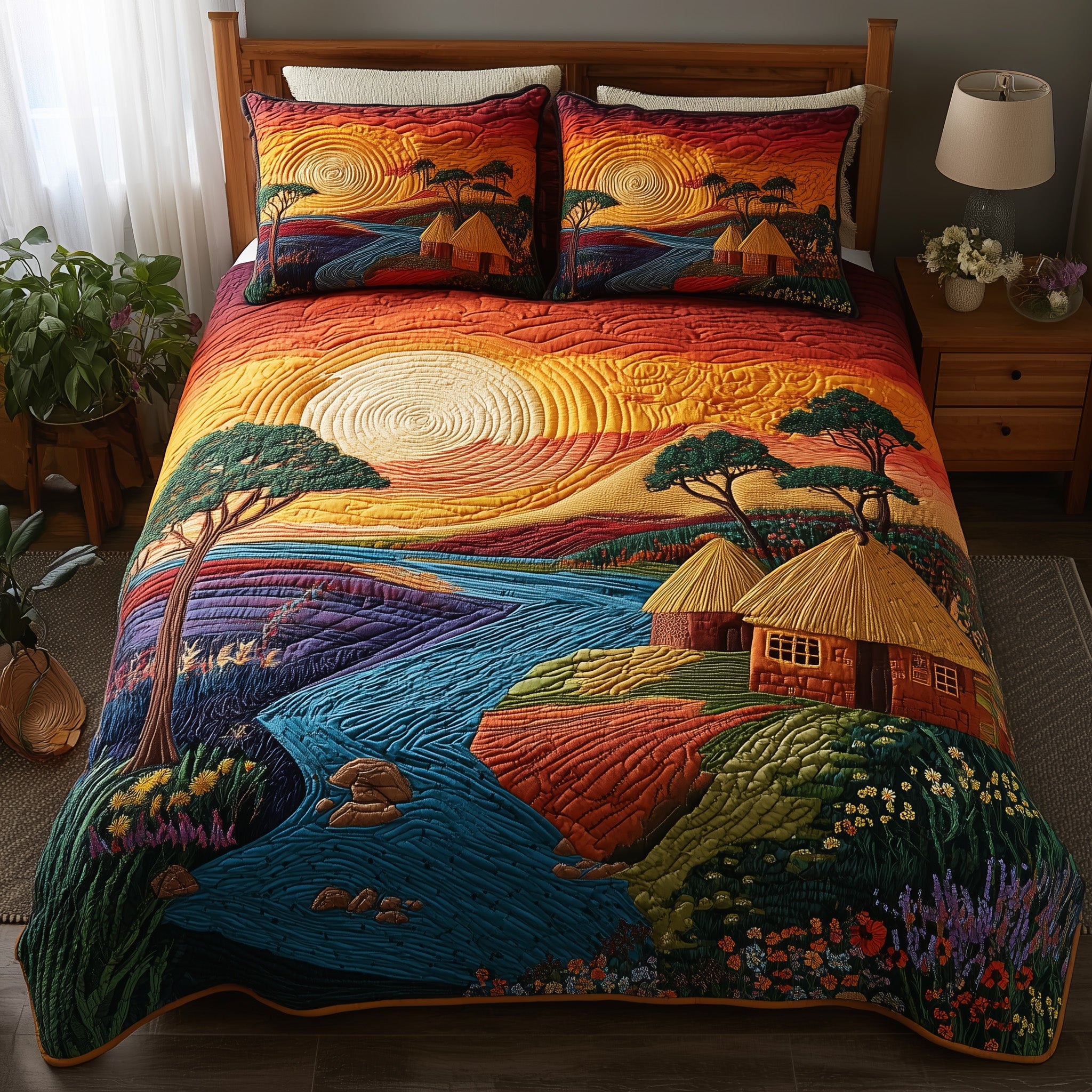 Ancestral Grounds Quilted Bedding Set Duvet Cover Bedspread Melanin Black Women Gifts For Her