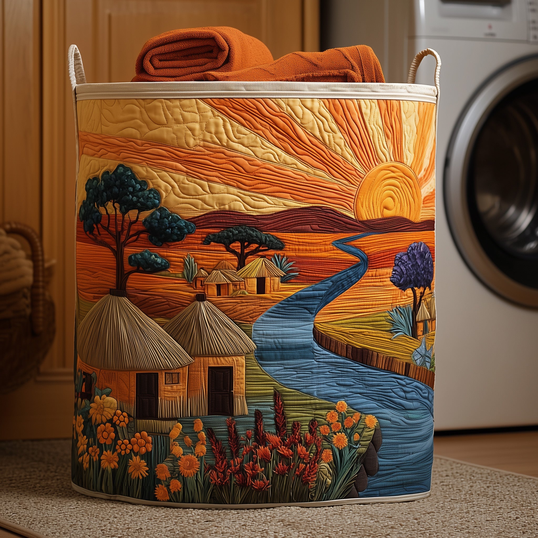 Ancestral Grounds Quilted Laundry Basket Holiday Gift For Laundry Lovers