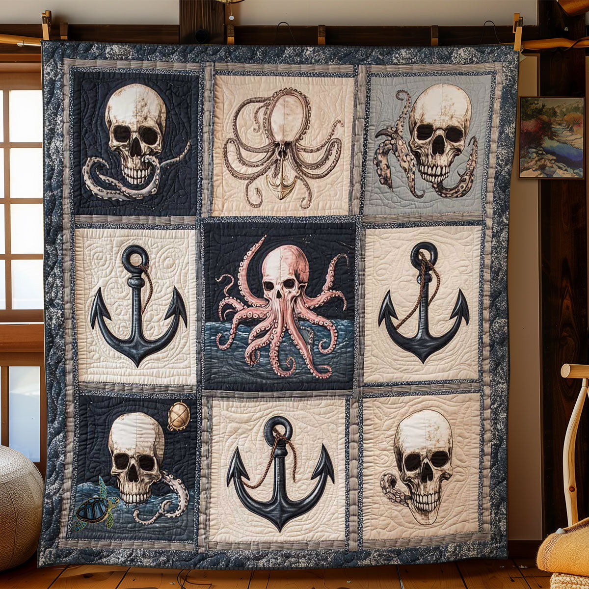 Anchor And Skull Christmas Quilt Blanket Best Xmas Presents For Husband