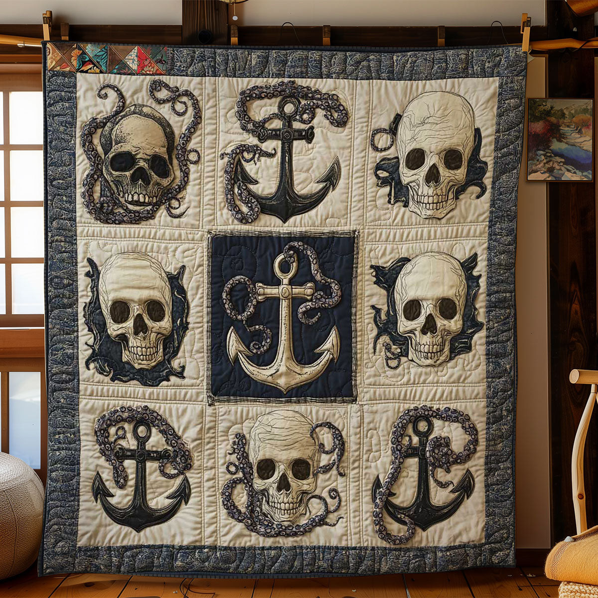 Anchor And Skull Christmas Quilt Blanket Cool Xmas Presents For Dad