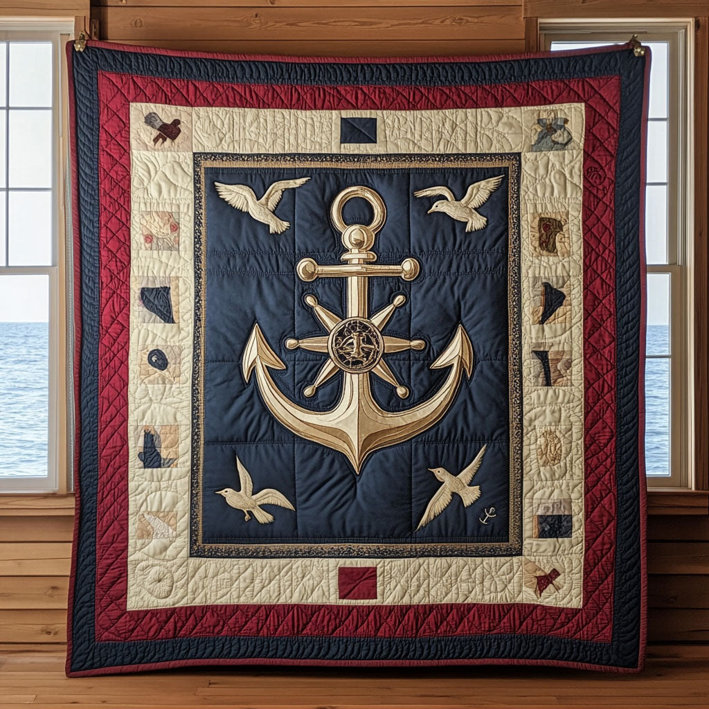 Anchor Crest Quilt Blanket Anchor And Dove Navy Veteran Gifts For Christmas