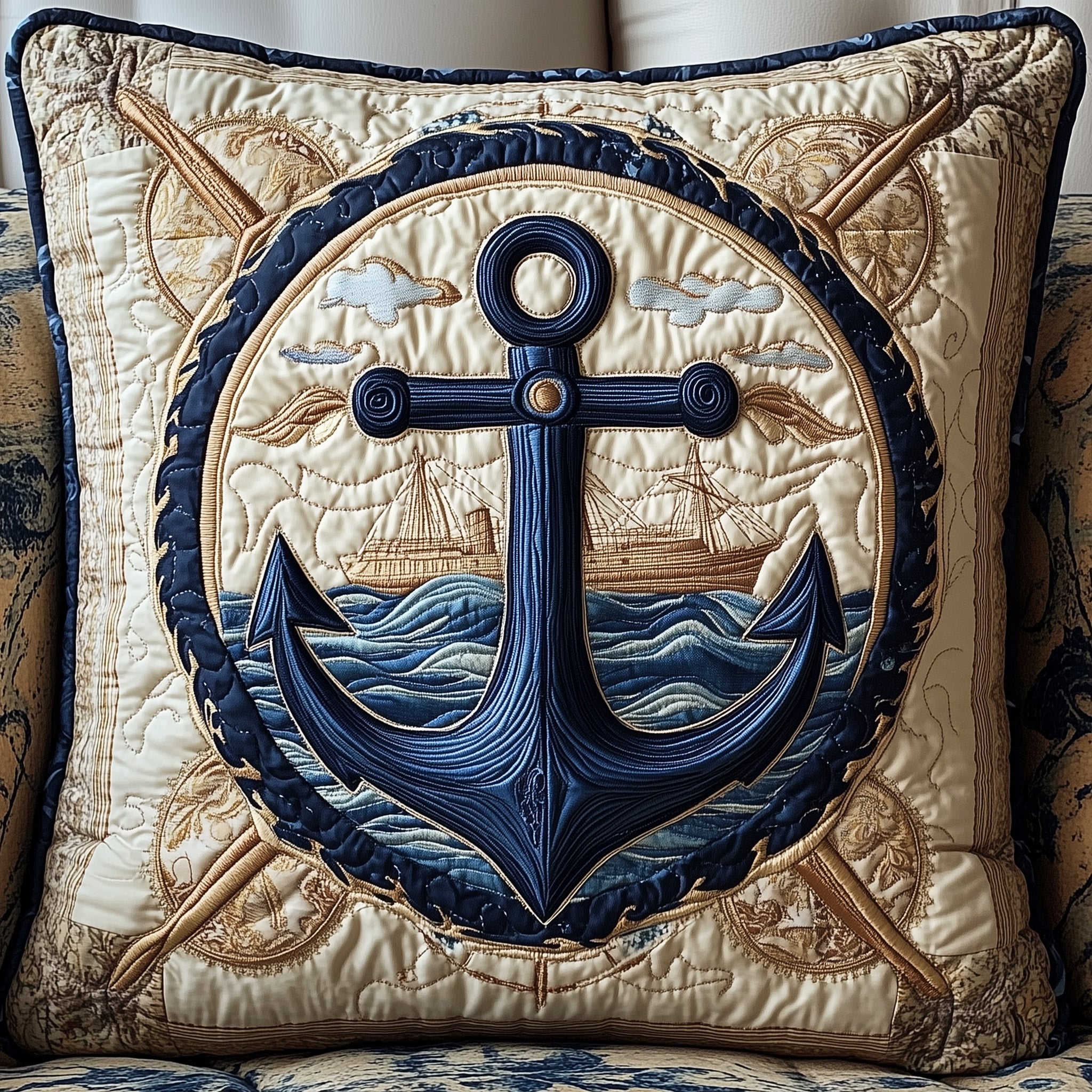 Anchor Life Quilted Pillow Case Throw Pillow Cover ItemAnchor Gifts For Him