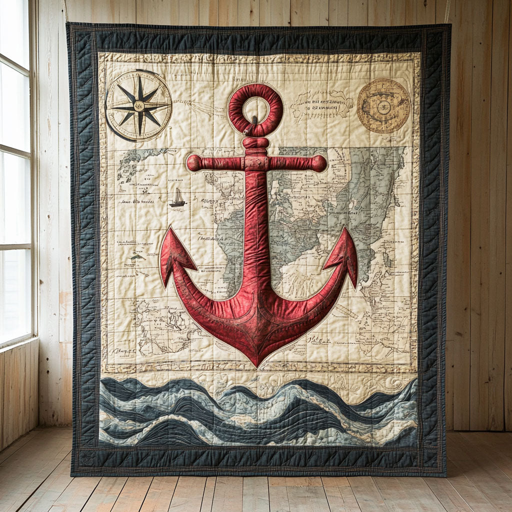 Anchor Of Eternity Quilt Blanket Sunflower Nautical Navy Veteran Themed Gifts For Patriots
