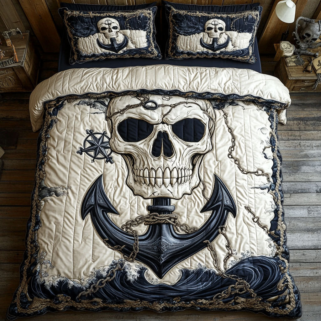 Anchor Rose Quilted Bedding Set Duvet Cover Bedspread Best Gifts Bedroom Decorative