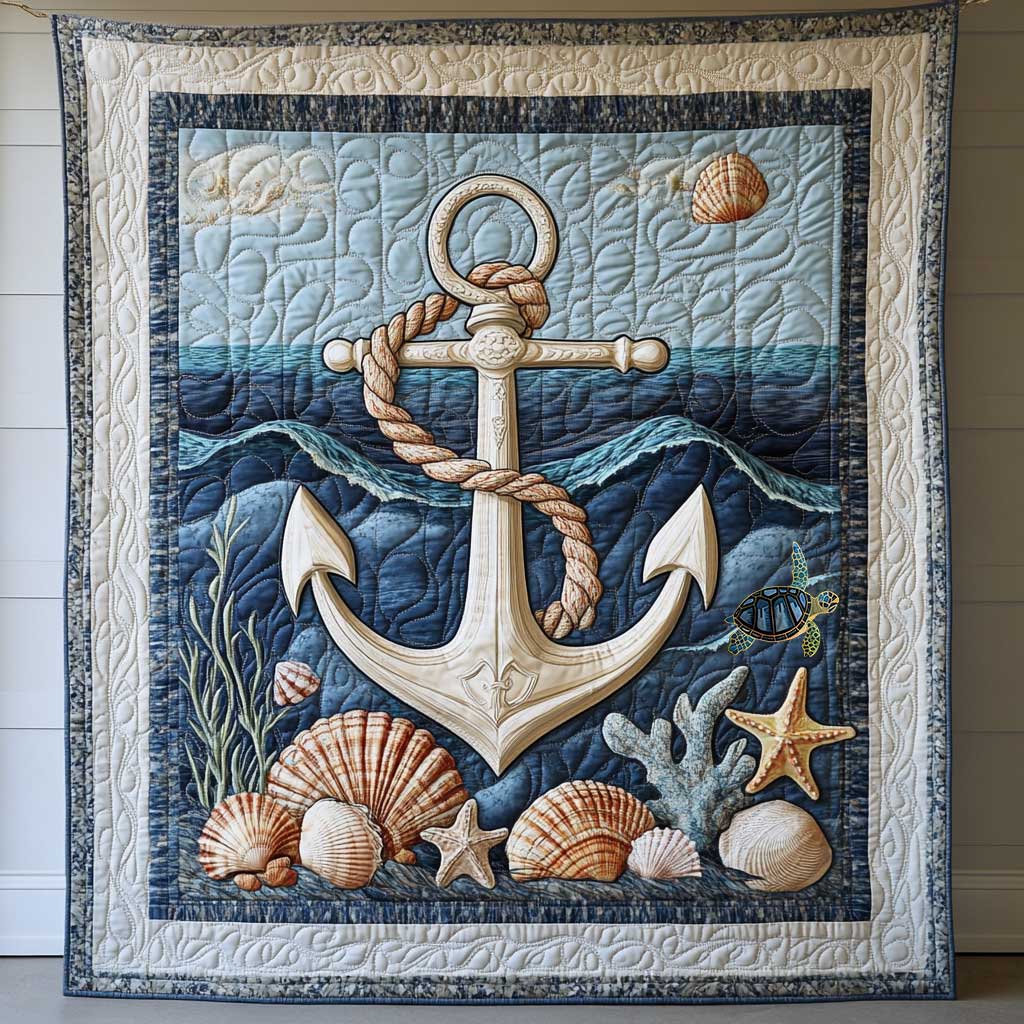 Anchor Seashore Quilt Blanket Proud Veteran Gifts With Anchors On Them
