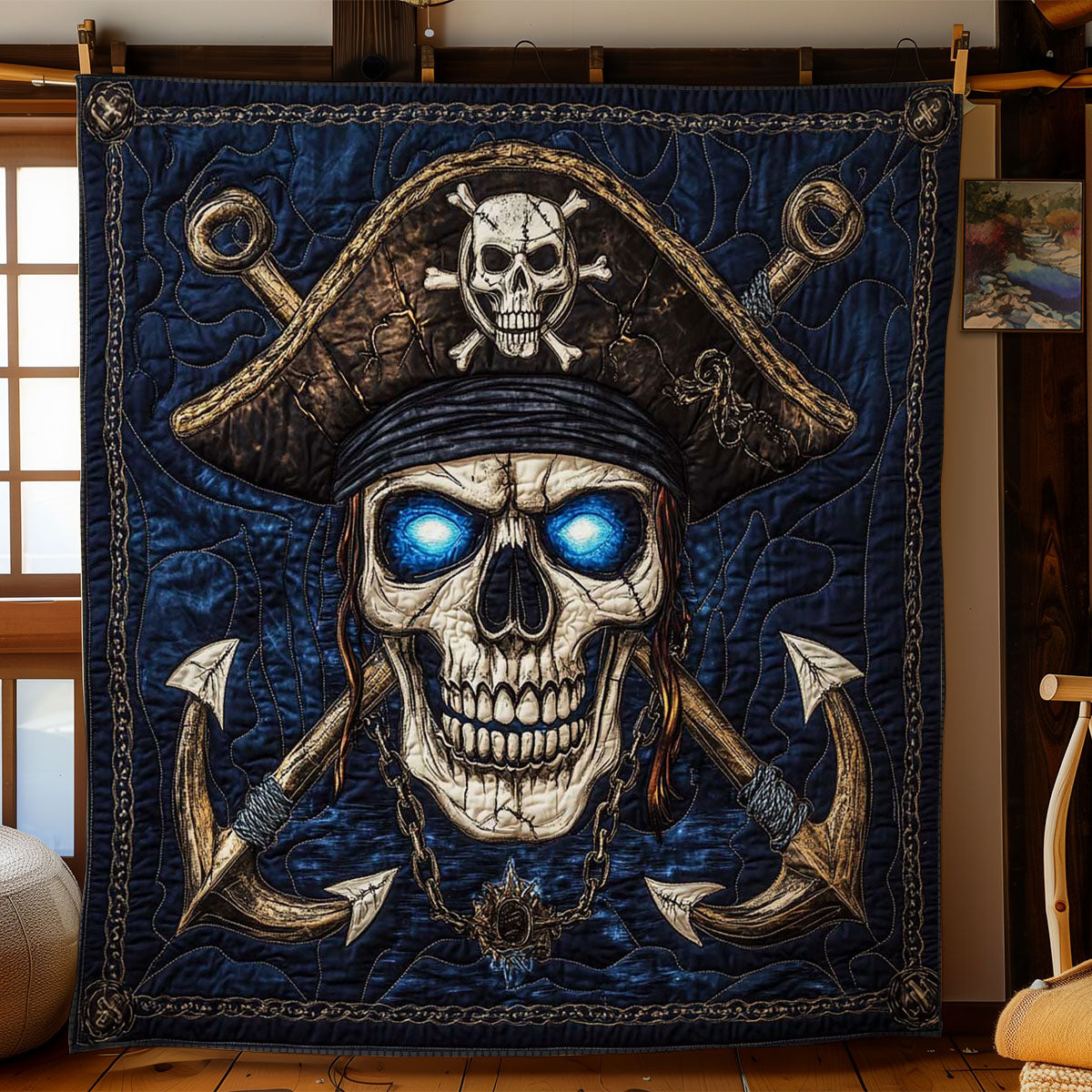 Anchor Skull Quilt Blanket Skull Themed Presents For Pirates