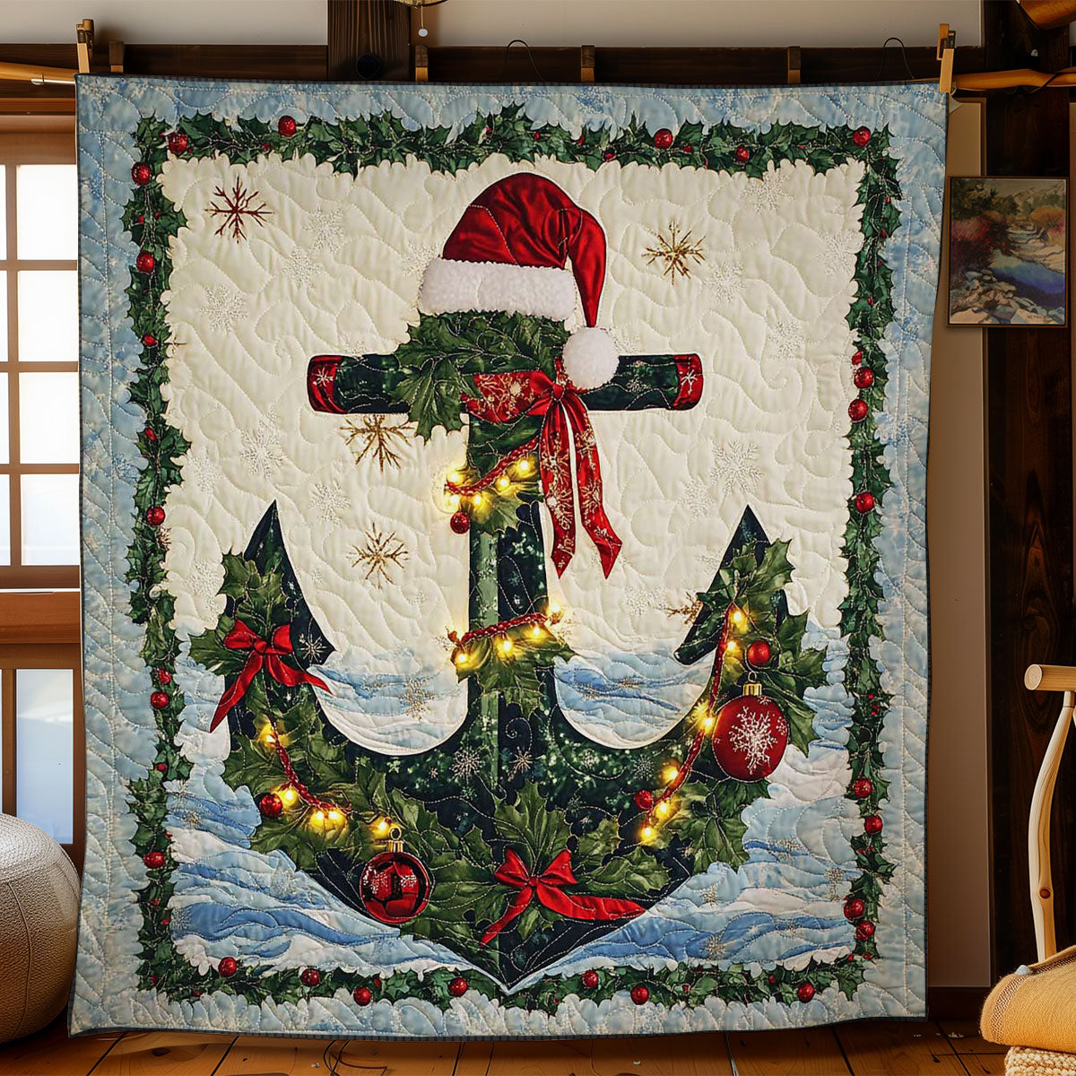 Anchor Wreath Quilt Blanket Proud Navy Veteran Ideas For Christmas